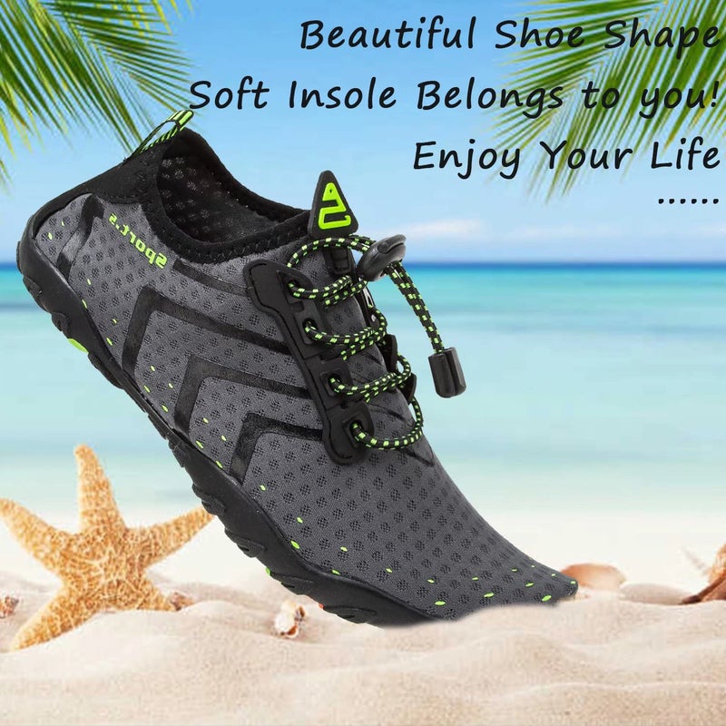 YALOX Water Shoes Men's Women's Swim Shoes Outdoor Beach Barefoot Quick-Dry Aqua Pool Socks Swimming Yoga Surfing Exercise(927Grey,38EU) - Image 2